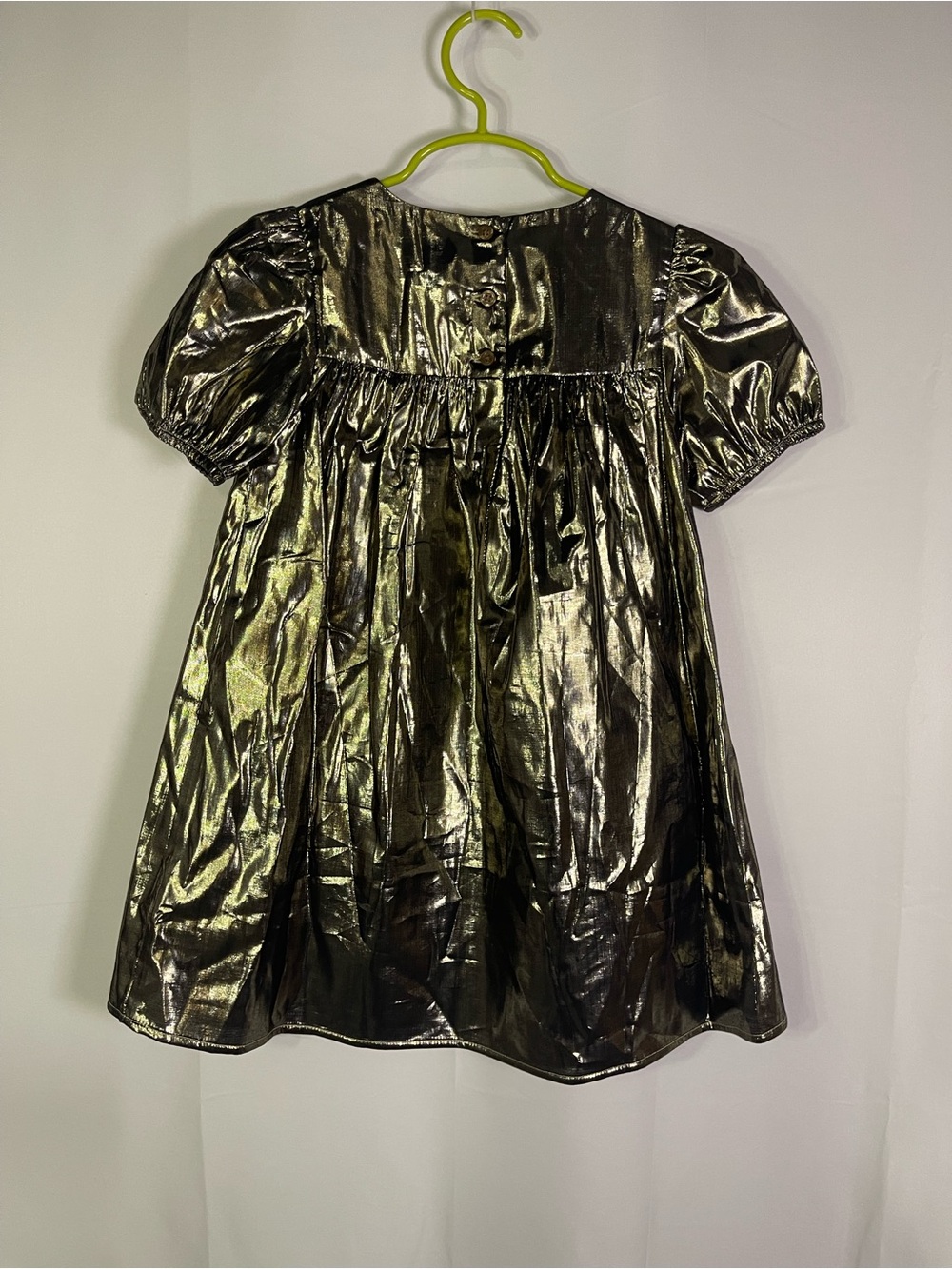 GAP Metallic Gold Puff Sleeve Dress - Picture 3 of 7
